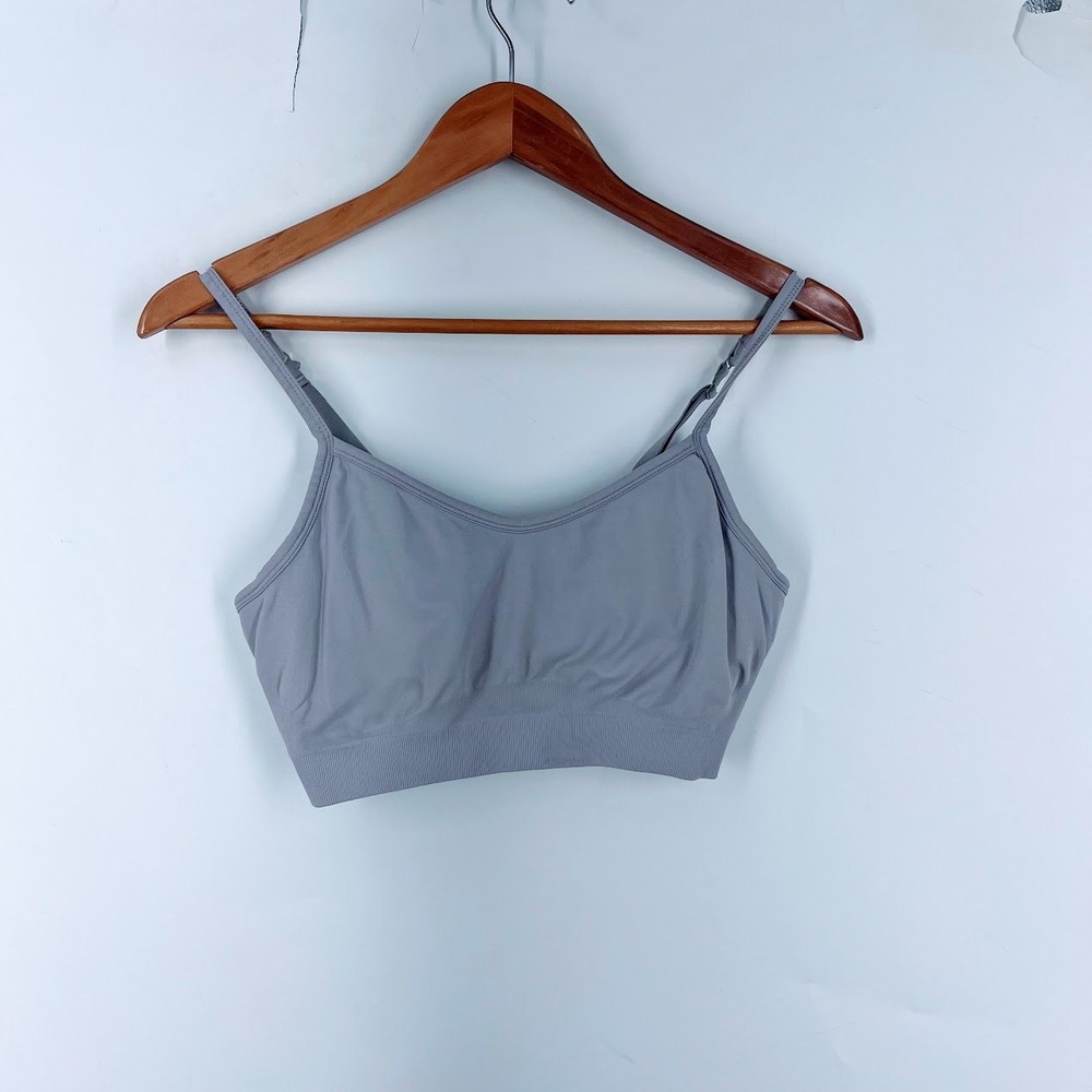 Athleta Womens Seamless Adjustable Strap Sports Bra Grey Purple Small